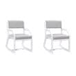 Pemberly Row Set of 2 Sled Base Lounge Chairs in White & Gray