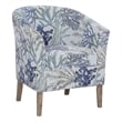 Pemberly Row Club Chairs Set of 2 in Blue Coral Print Fabric