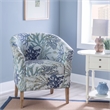 Pemberly Row Club Chairs Set of 2 in Blue Coral Print Fabric