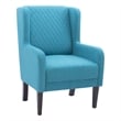 Pemberly Row Set of 2 Wingback Accent Chairs in Teal with Quilted Fabric