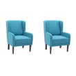 Pemberly Row Set of 2 Wingback Accent Chairs in Teal with Quilted Fabric