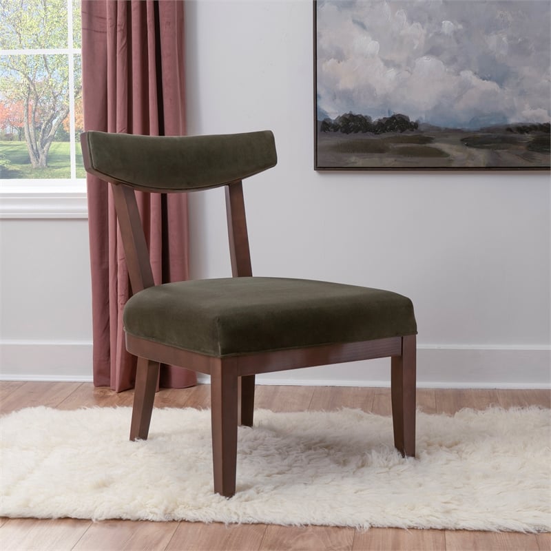 Pemberly Row Side Chairs in Green Velvet & Solid Beechwood -  Set of 2