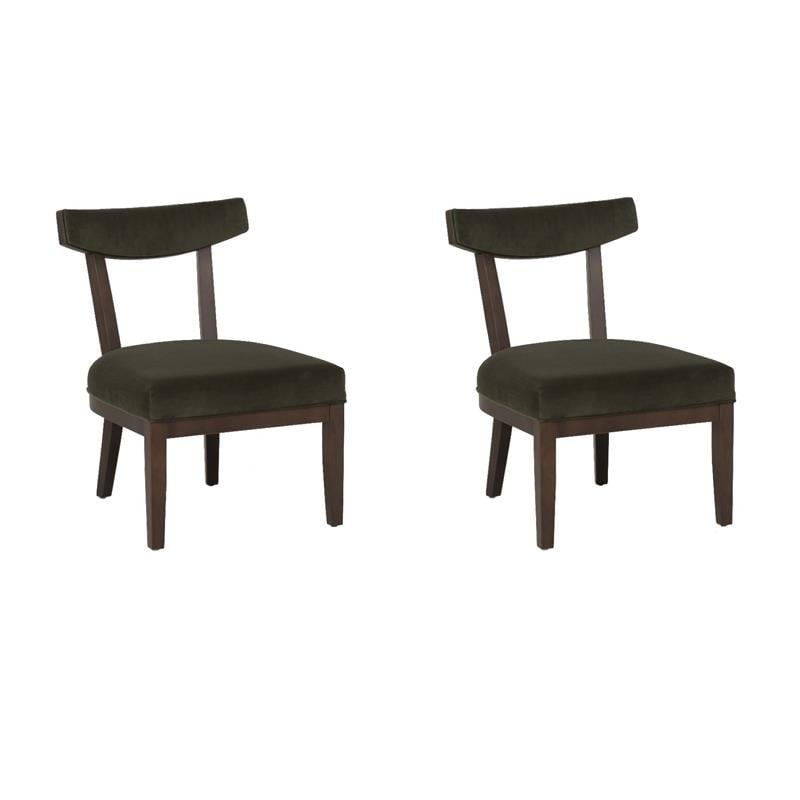 Pemberly Row Side Chairs in Green Velvet & Solid Beechwood -  Set of 2