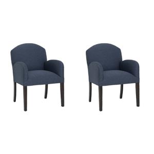 Pemberly Row Set of 2 Accent Chairs in Blue Fabric with Maple Wood Legs
