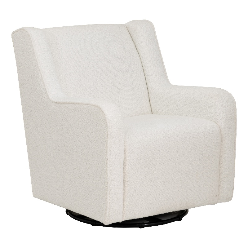 Pemberly Row Swivel Rocker Chairs in White Sherpa Upholstery - Set of 2