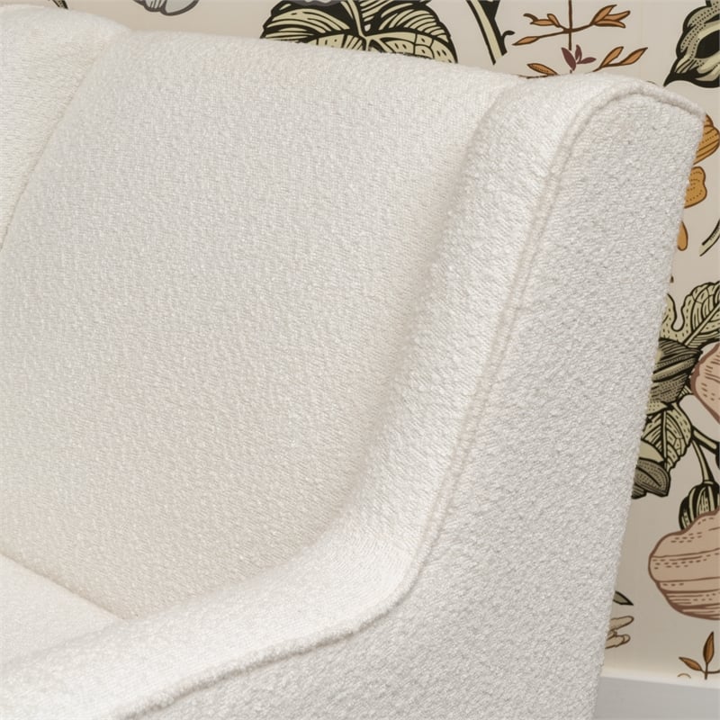 Pemberly Row Swivel Rocker Chairs in White Sherpa Upholstery - Set of 2