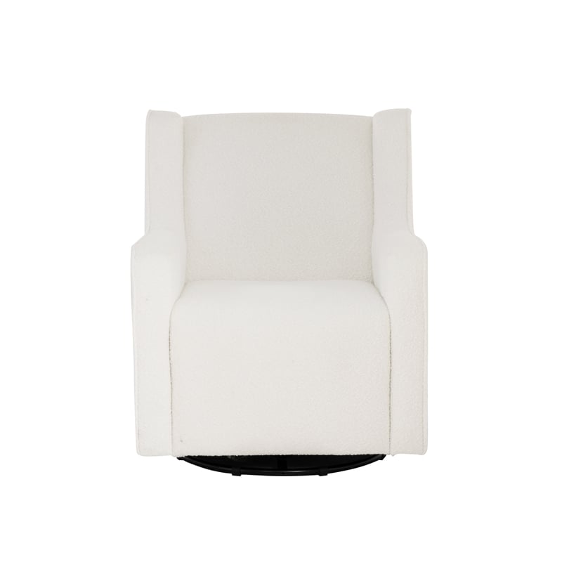 Pemberly Row Swivel Rocker Chairs in White Sherpa Upholstery - Set of 2