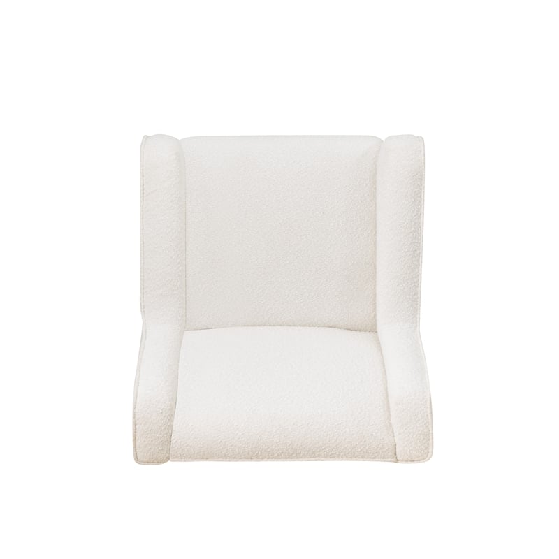 Pemberly Row Swivel Rocker Chairs in White Sherpa Upholstery - Set of 2