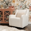 Pemberly Row Swivel Rocker Chairs in White Sherpa Upholstery - Set of 2