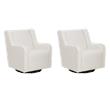Pemberly Row Swivel Rocker Chairs in White Sherpa Upholstery - Set of 2
