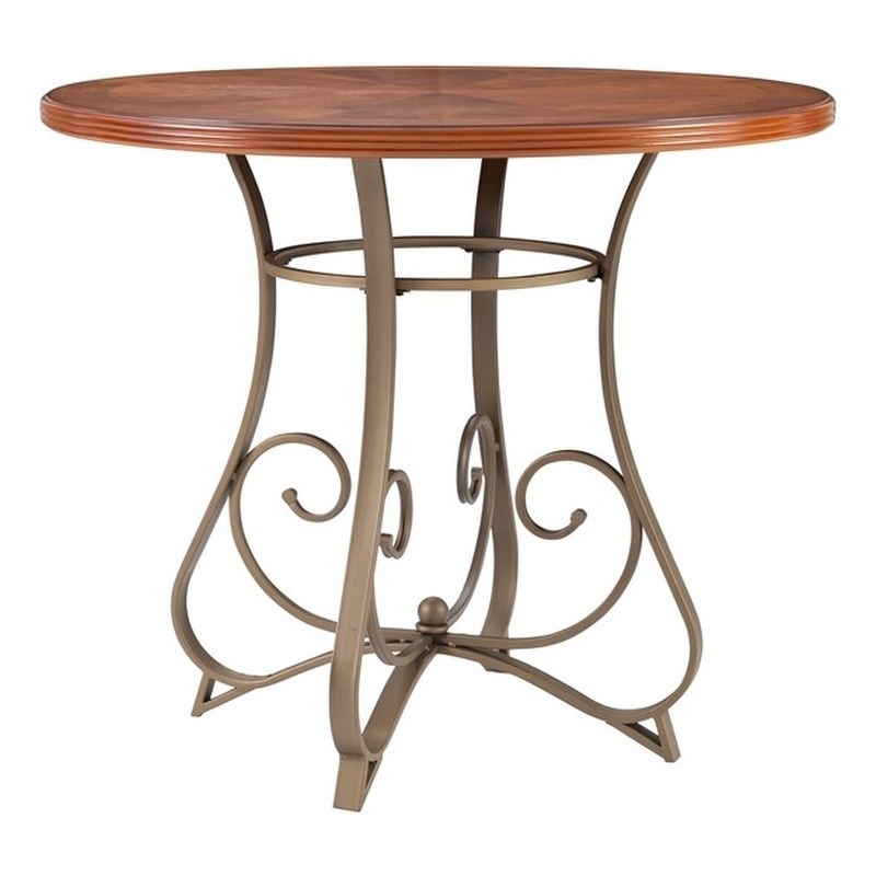 Pemberly Row 3-Piece Dining Set with Cherry Wood Table and 2 Padded Side Chairs