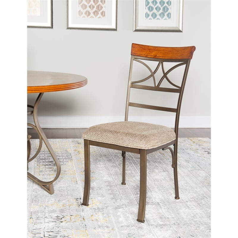 Pemberly Row 3-Piece Dining Set with Cherry Wood Table and 2 Padded Side Chairs