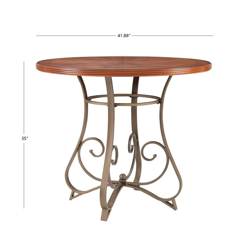 Pemberly Row 3-Piece Dining Set with Cherry Wood Table and 2 Padded Side Chairs