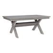 Pemberly Row Dining Set with Table and 6 Slat Back Chairs in Weathered Gray Wood