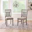 Pemberly Row Dining Set with Table and 6 Slat Back Chairs in Weathered Gray Wood