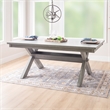 Pemberly Row Dining Set with Table and 6 Slat Back Chairs in Weathered Gray Wood