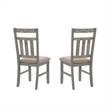 Pemberly Row Dining Set with Table and 6 Slat Back Chairs in Weathered Gray Wood