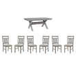 Pemberly Row Dining Set with Table and 6 Slat Back Chairs in Weathered Gray Wood
