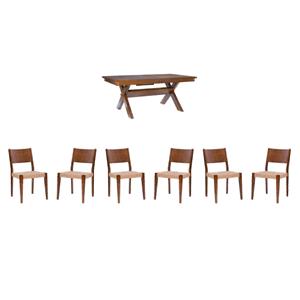 Pemberly Row 7-Piece Dining Set with Expandable Table and Woven Seat Chairs