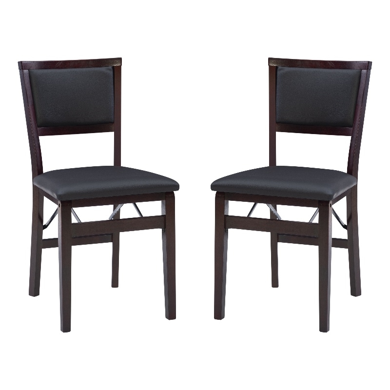 Pemberly Row 5-Piece Dining Set with Rustic Table and 2 Folding Chairs