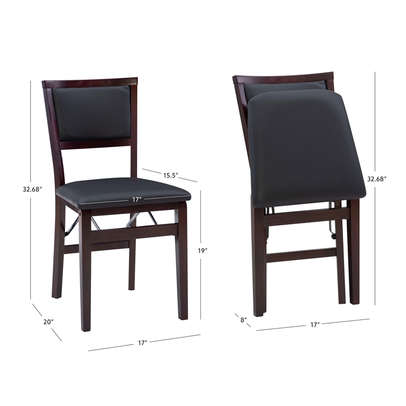 Pemberly Row 5-Piece Dining Set with Rustic Table and 2 Folding Chairs