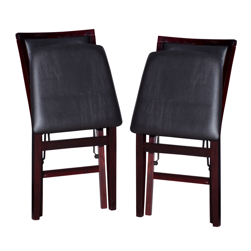 Pemberly Row 5-Piece Dining Set with Rustic Table and 2 Folding Chairs
