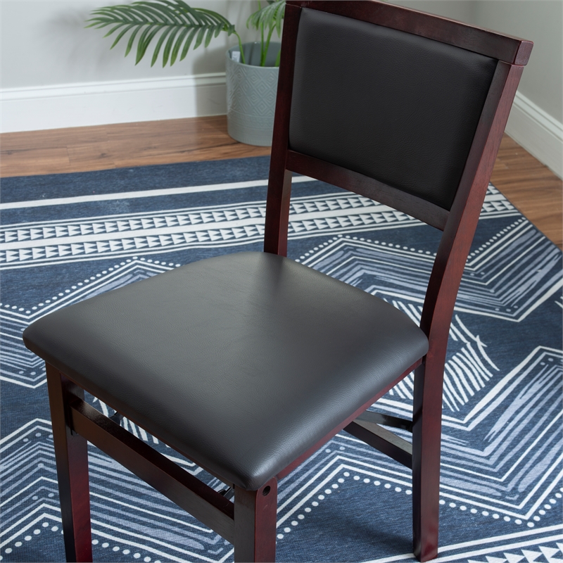 Pemberly Row 5-Piece Dining Set with Rustic Table and 2 Folding Chairs