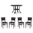 Pemberly Row 5-Piece Dining Set with Rustic Table and 2 Folding Chairs