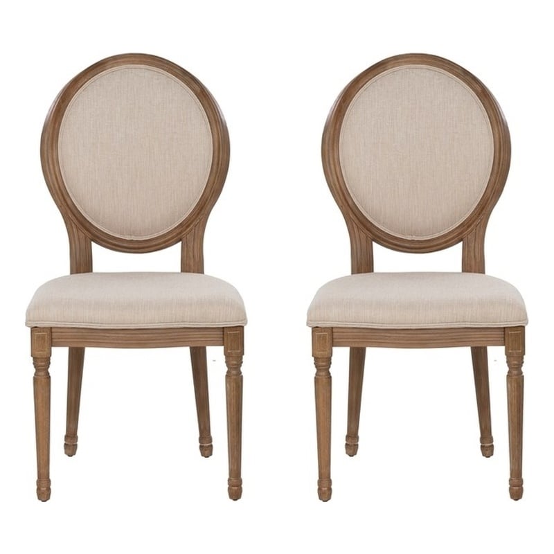 Pemberly Row Dining Room Set - 6 Upholstered Chairs and Oak Wood Table