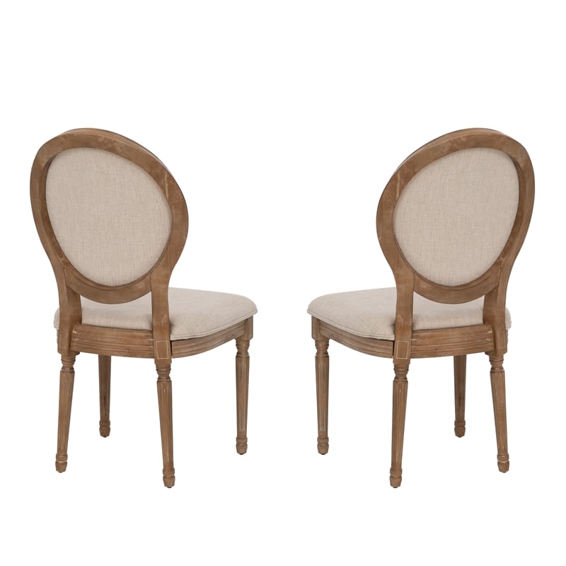 Pemberly Row Dining Room Set - 6 Upholstered Chairs and Oak Wood Table