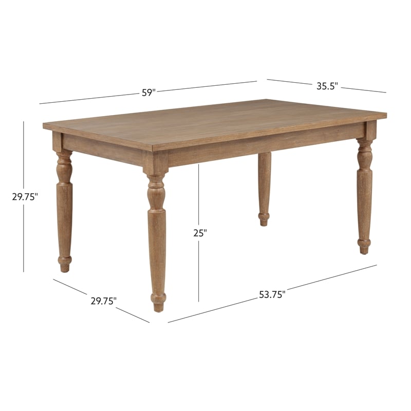 Pemberly Row Dining Room Set - 6 Upholstered Chairs and Oak Wood Table