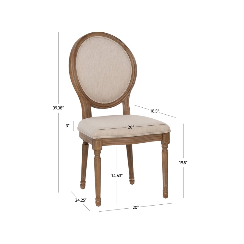 Pemberly Row Dining Room Set - 6 Upholstered Chairs and Oak Wood Table