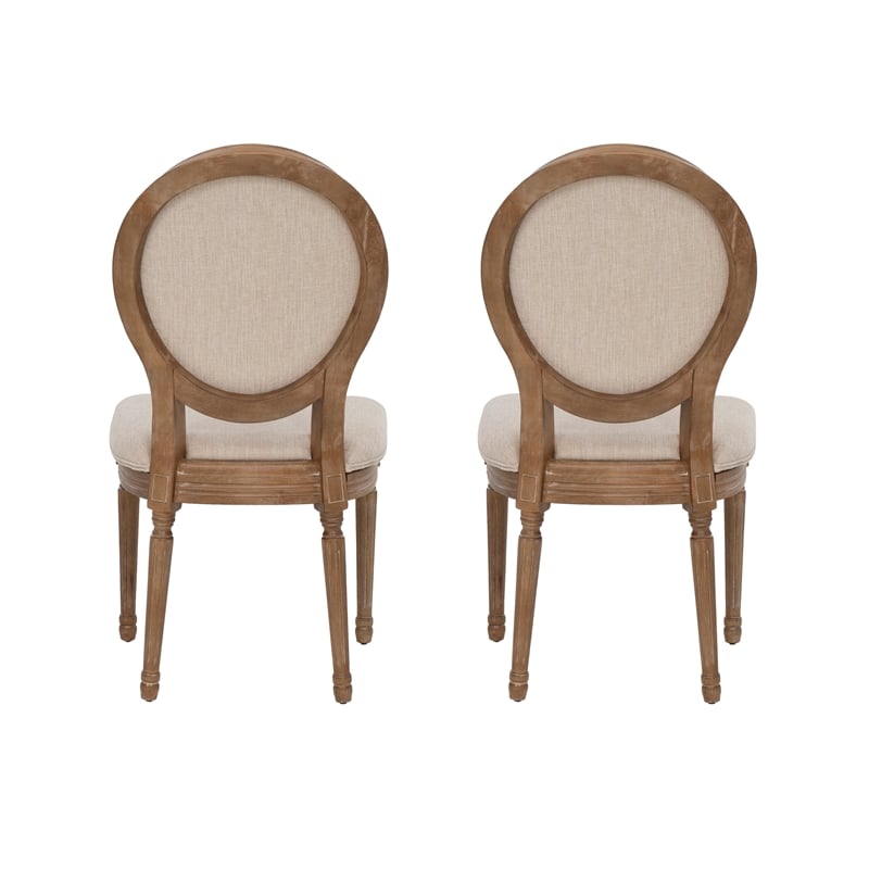 Pemberly Row Dining Room Set - 6 Upholstered Chairs and Oak Wood Table