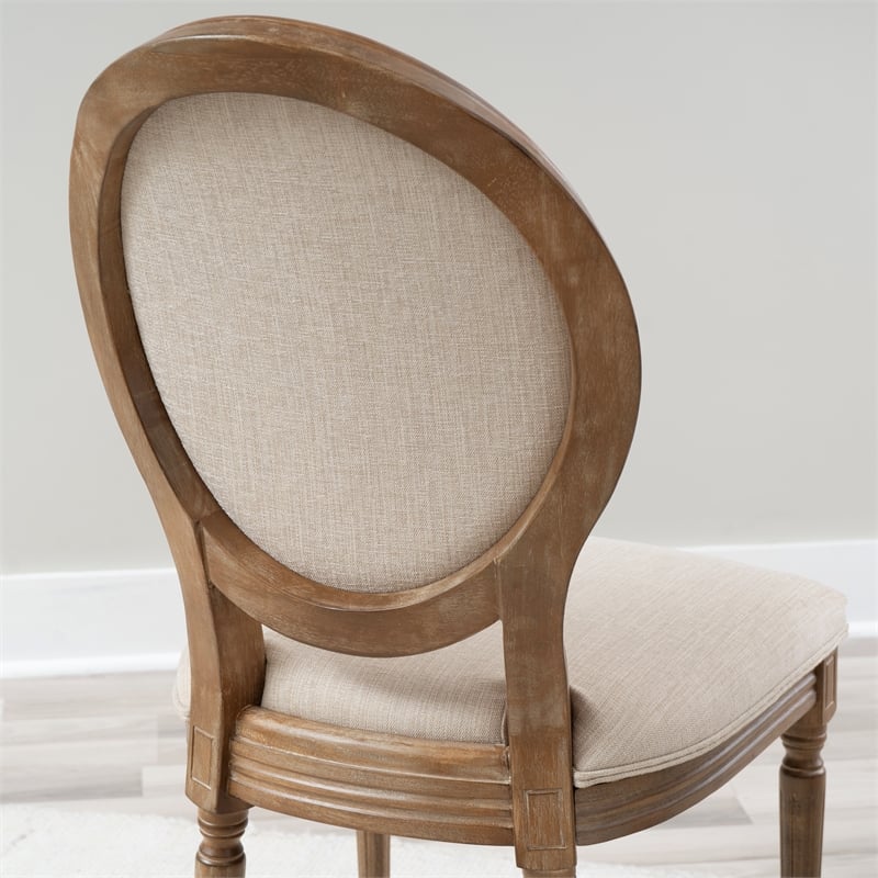 Pemberly Row Dining Room Set - 6 Upholstered Chairs and Oak Wood Table