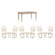 Pemberly Row Dining Room Set - 6 Upholstered Chairs and Oak Wood Table