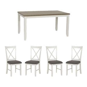 Pemberly Row 5-Piece Rustic Dining Set with Table and X-Back Chairs