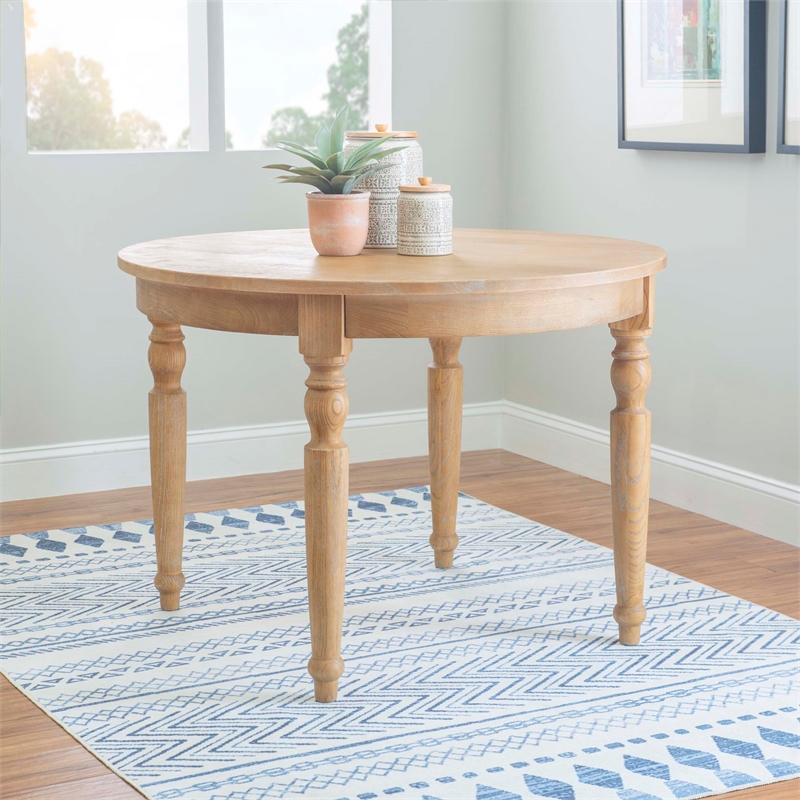 Pemberly Row 5-Piece Dining Set - Oak Table & Slat Back Chairs in Natural