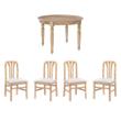 Pemberly Row 5-Piece Dining Set - Oak Table & Slat Back Chairs in Natural