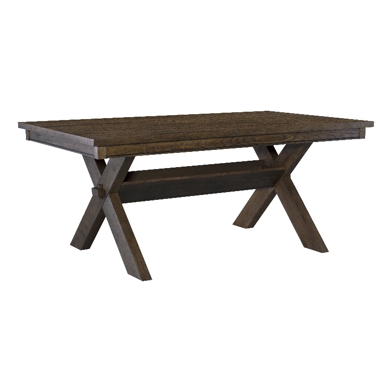 Pemberly Row Rustic Dining Table and 6 Faux Leather Slat Back Chairs Set