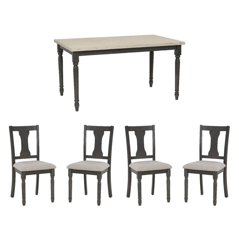 Pemberly Row 5-Piece Dining Set with Smokey White & Gray Table and Chairs