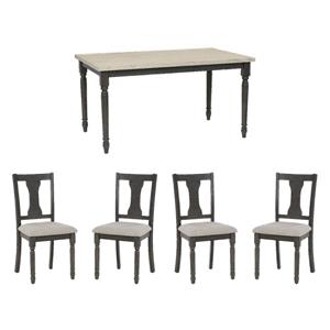 Pemberly Row 5-Piece Dining Set with Smokey White & Gray Table and Chairs
