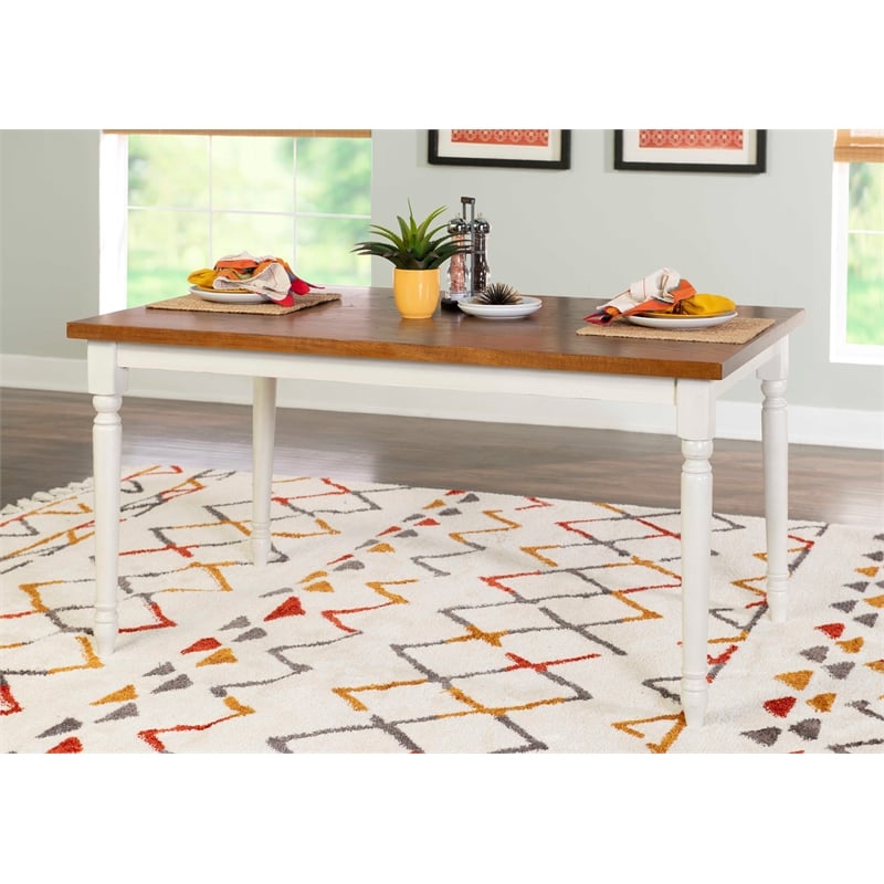 Pemberly Row 5Pc Dining Set with White and Honey Brown Table and 4 Chairs