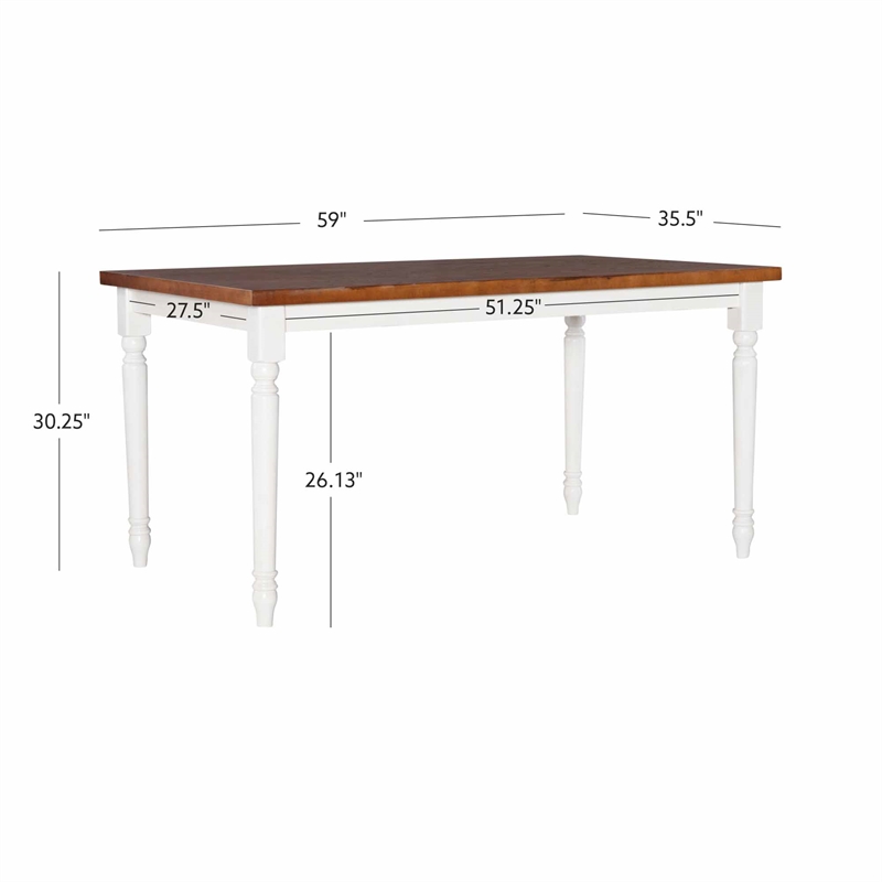 Pemberly Row 5Pc Dining Set with White and Honey Brown Table and 4 Chairs
