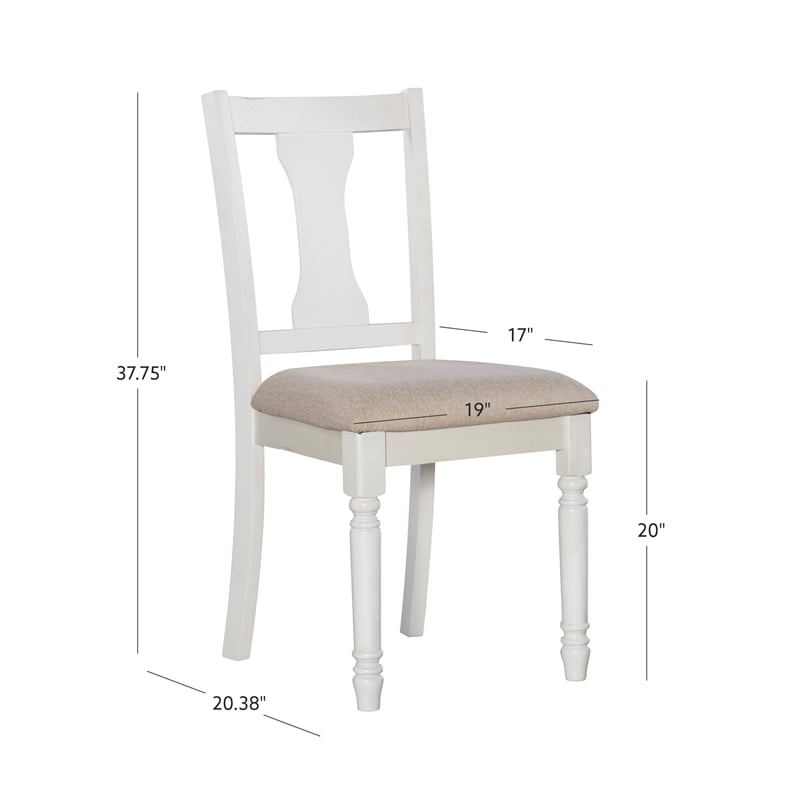 Pemberly Row 5Pc Dining Set with White and Honey Brown Table and 4 Chairs