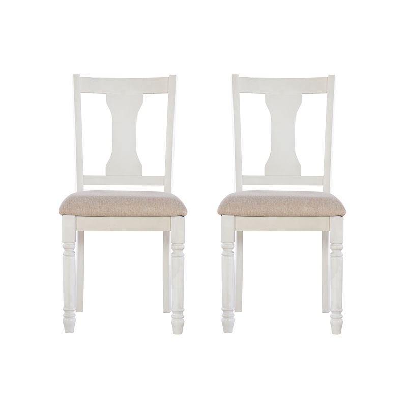 Pemberly Row 5Pc Dining Set with White and Honey Brown Table and 4 Chairs
