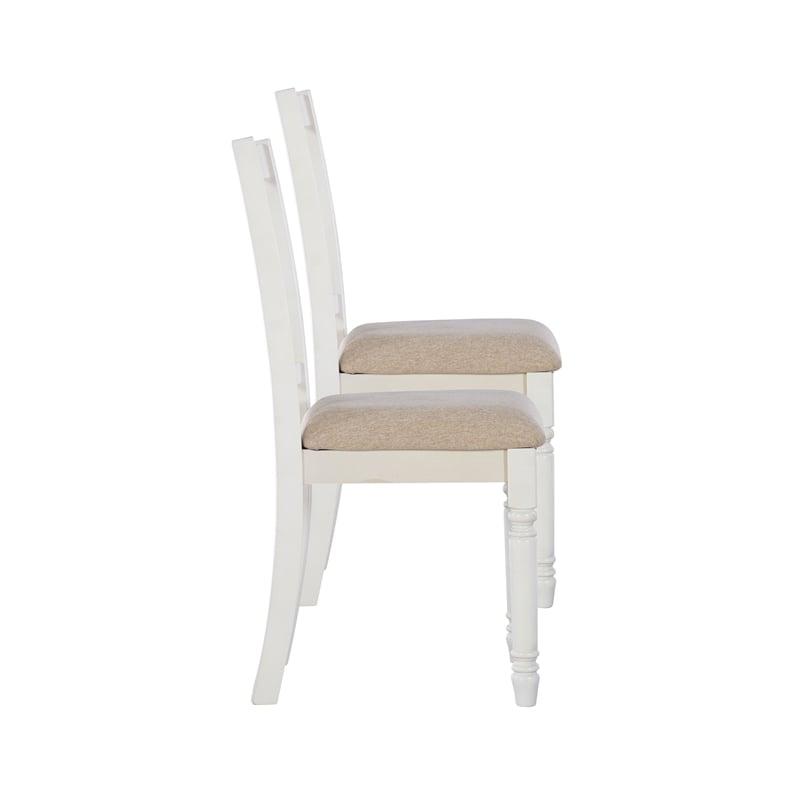 Pemberly Row 5Pc Dining Set with White and Honey Brown Table and 4 Chairs
