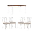 Pemberly Row 5Pc Dining Set with White and Honey Brown Table and 4 Chairs