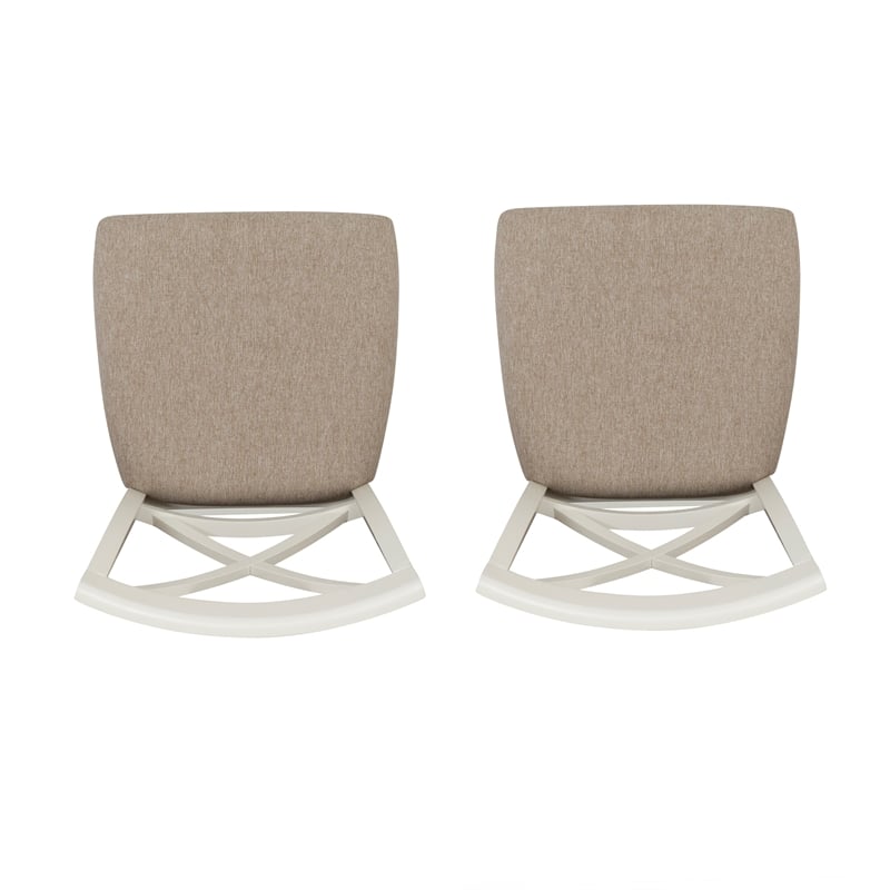 Pemberly Row Dining Set of Table and 4 X-Back Chairs - White and Brown Wood