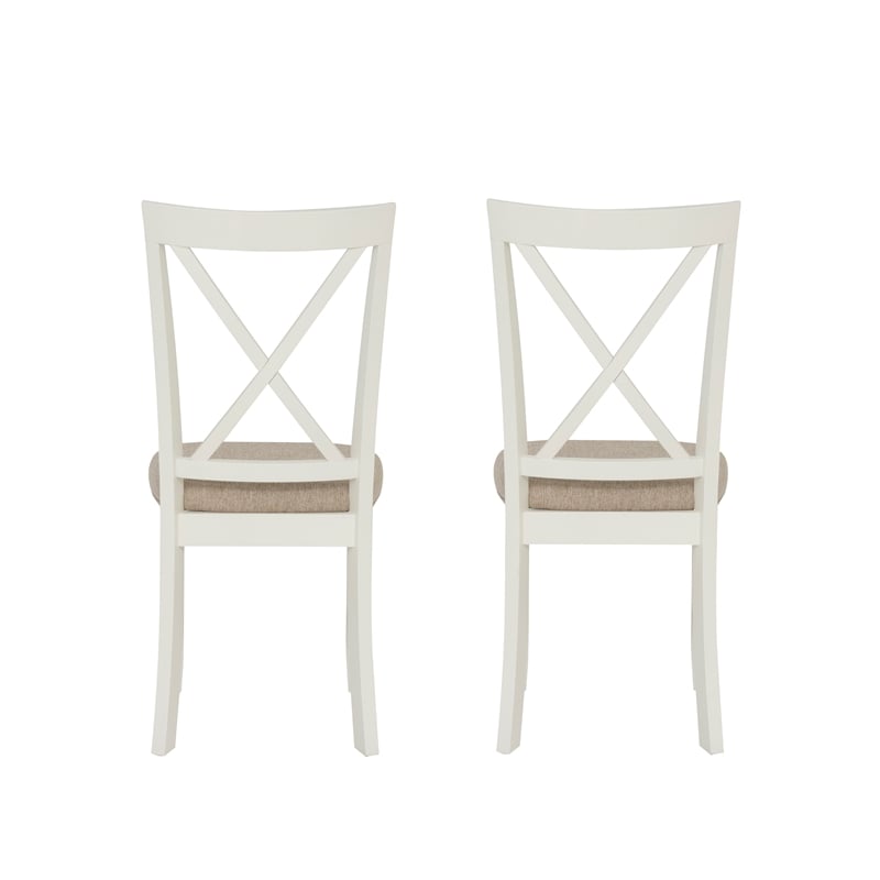 Pemberly Row Dining Set of Table and 4 X-Back Chairs - White and Brown Wood