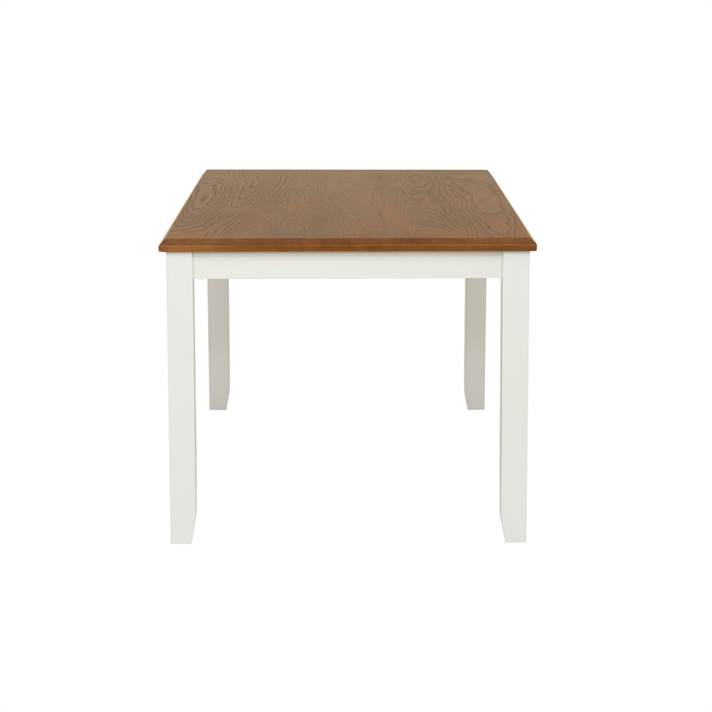 Pemberly Row Dining Set of Table and 4 X-Back Chairs - White and Brown Wood